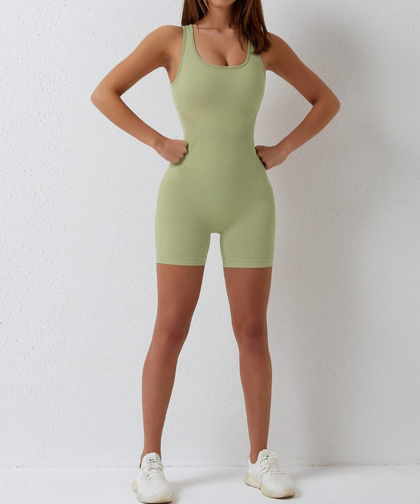 Openback Solid Color Sleeveless Seamless Romper - MOOSLOVER