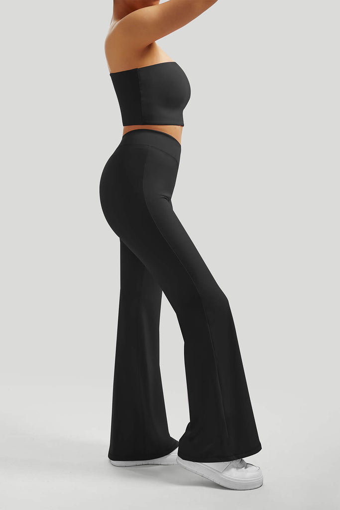 Tube Top Flared Pant Set Black